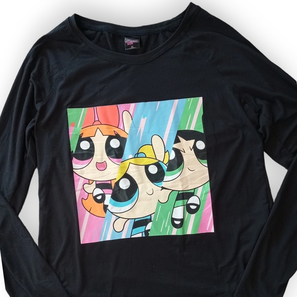 Power puff Girls official long sleeve shirt soft black women's - Picture 2 of 8